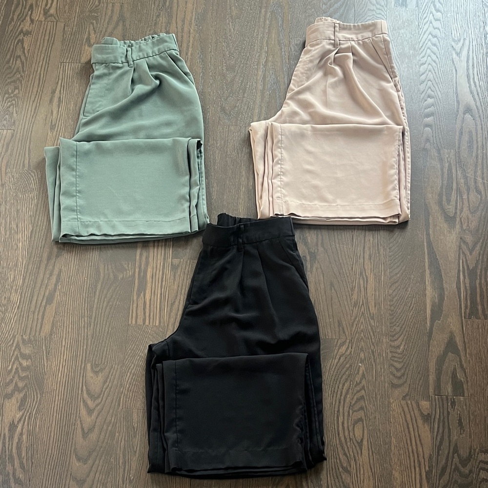 BUNDLE 3 Pack a new day Women’s Crepe Trouser - Green, Beige, Black